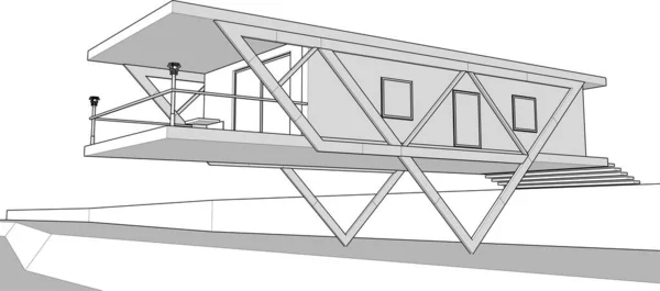 Haus Auf Rahmen Auf Weißem Hintergrund Illustration — Stockvektor