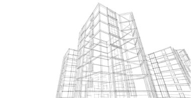 Şehrin modern mimarisi, 3D illüstrasyon