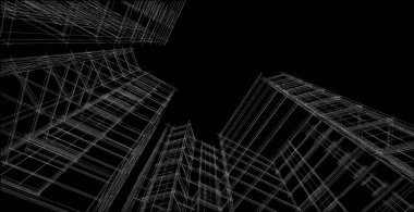 Şehrin modern mimarisi, 3D illüstrasyon