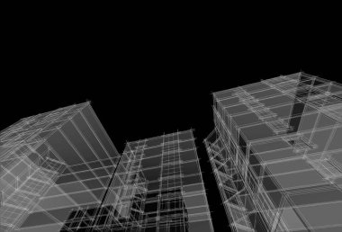 Şehrin modern mimarisi, 3D illüstrasyon