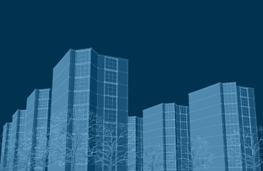 Şehrin modern mimarisi, 3D illüstrasyon