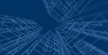 Şehrin modern mimarisi, 3D illüstrasyon