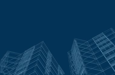 Şehrin modern mimarisi, 3D illüstrasyon