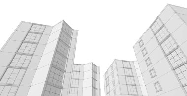 Şehrin modern mimarisi, 3D illüstrasyon