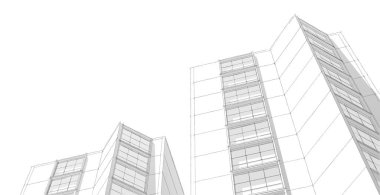 Şehrin modern mimarisi, 3D illüstrasyon