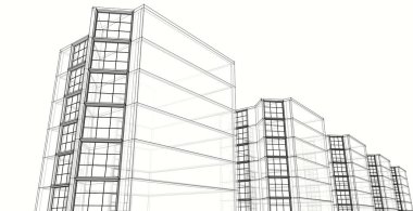 Şehrin modern mimarisi, 3D illüstrasyon