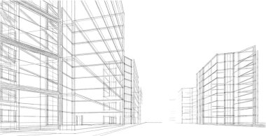 Şehrin soyut mimarisi, 3D illüstrasyon