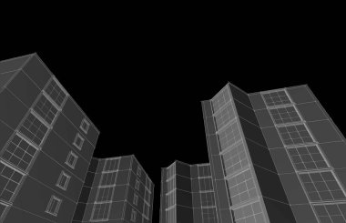 Şehrin modern mimarisi, 3D illüstrasyon