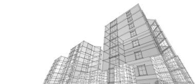 Şehrin modern mimarisi, 3D illüstrasyon