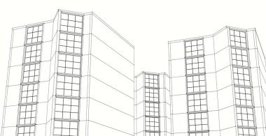 Şehrin modern mimarisi, 3D illüstrasyon