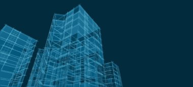 Şehrin modern mimarisi, 3D illüstrasyon