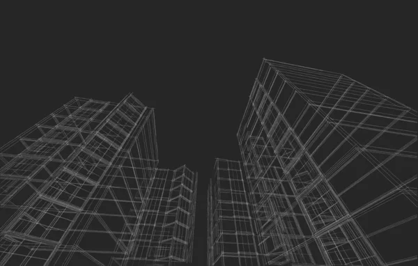 都市の近代建築 3Dイラスト — ストック写真