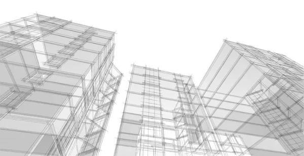 现代城市建筑3D图解 — 图库照片