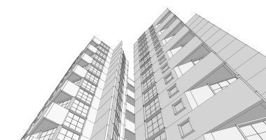 Şehrin modern mimarisi, 3D illüstrasyon