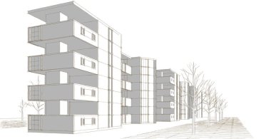 Şehrin soyut mimarisi, 3D illüstrasyon