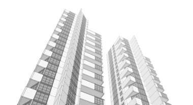 Şehrin soyut mimarisi, 3D illüstrasyon