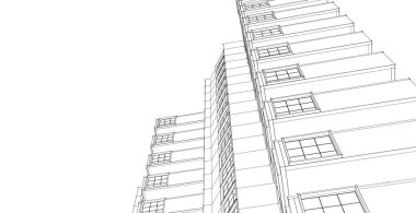 Şehrin soyut mimarisi, 3D illüstrasyon