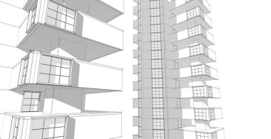 Şehrin soyut mimarisi, 3D illüstrasyon