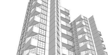 Şehrin soyut mimarisi, 3D illüstrasyon