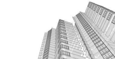 Şehrin soyut mimarisi, 3D illüstrasyon