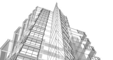 Şehrin soyut mimarisi, 3D illüstrasyon