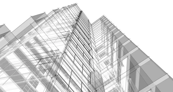 都市の抽象建築 3Dイラスト — ストック写真