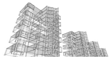 Şehrin soyut mimarisi, 3D illüstrasyon