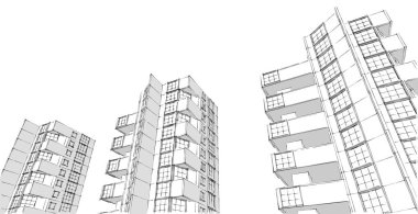 Şehrin modern mimarisi, 3D illüstrasyon