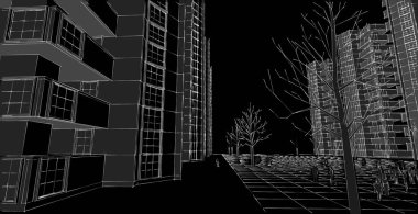 Şehrin modern mimarisi, 3D illüstrasyon