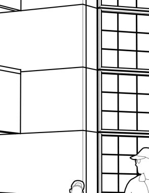 part of modern modular building, vector illustration