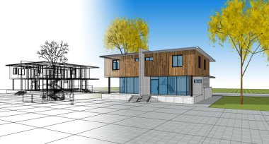 Mimari konak çizimi, 3 boyutlu illüstrasyon