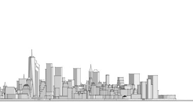 modern city panorama, 3d illustration
