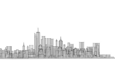 modern city panorama, 3d illustration