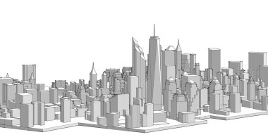 modern city panorama, 3d illustration