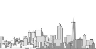 modern city panorama, 3d illustration