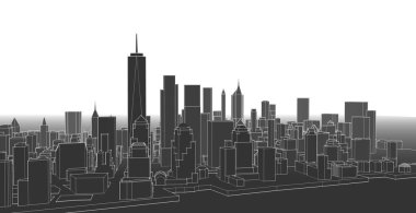 modern city panorama, 3d illustration