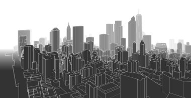 modern city panorama, 3d illustration