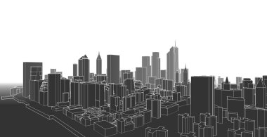 modern city panorama, 3d illustration