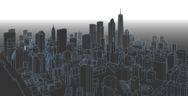 modern city panorama, 3d illustration