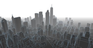 modern city panorama, 3d illustration