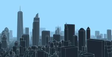 modern city panorama, 3d illustration