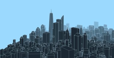 modern city panorama, 3d illustration