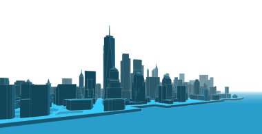 modern city panorama, 3d illustration