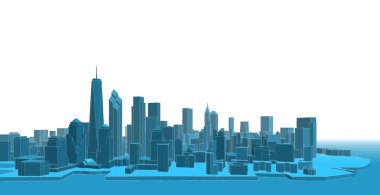 modern city panorama, 3d illustration