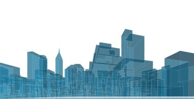 modern city panorama, 3d illustration