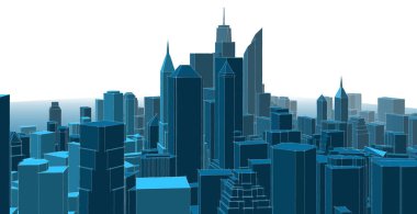 modern city panorama, 3d illustration