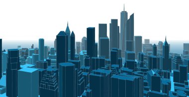 modern city panorama, 3d illustration