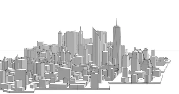 Modern City Panorama Illustration — 图库照片