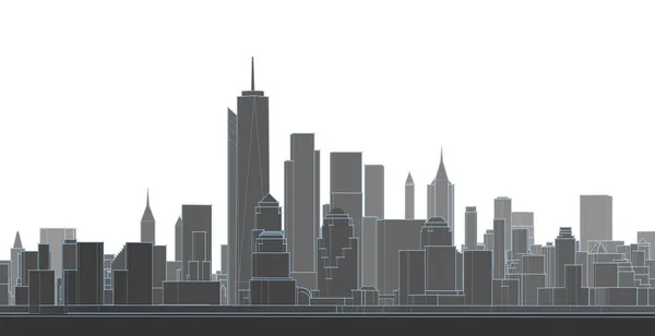 Modern City Panorama Illustration — 图库照片