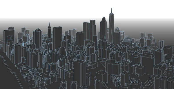 modern city panorama, 3d illustration